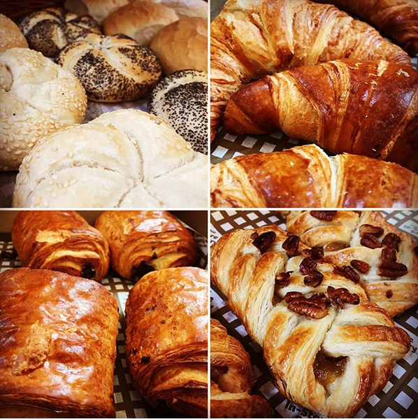 Freshly baked croissants and rolls