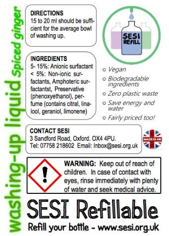 Spiced Ginger Washing-up Liquid from SESI